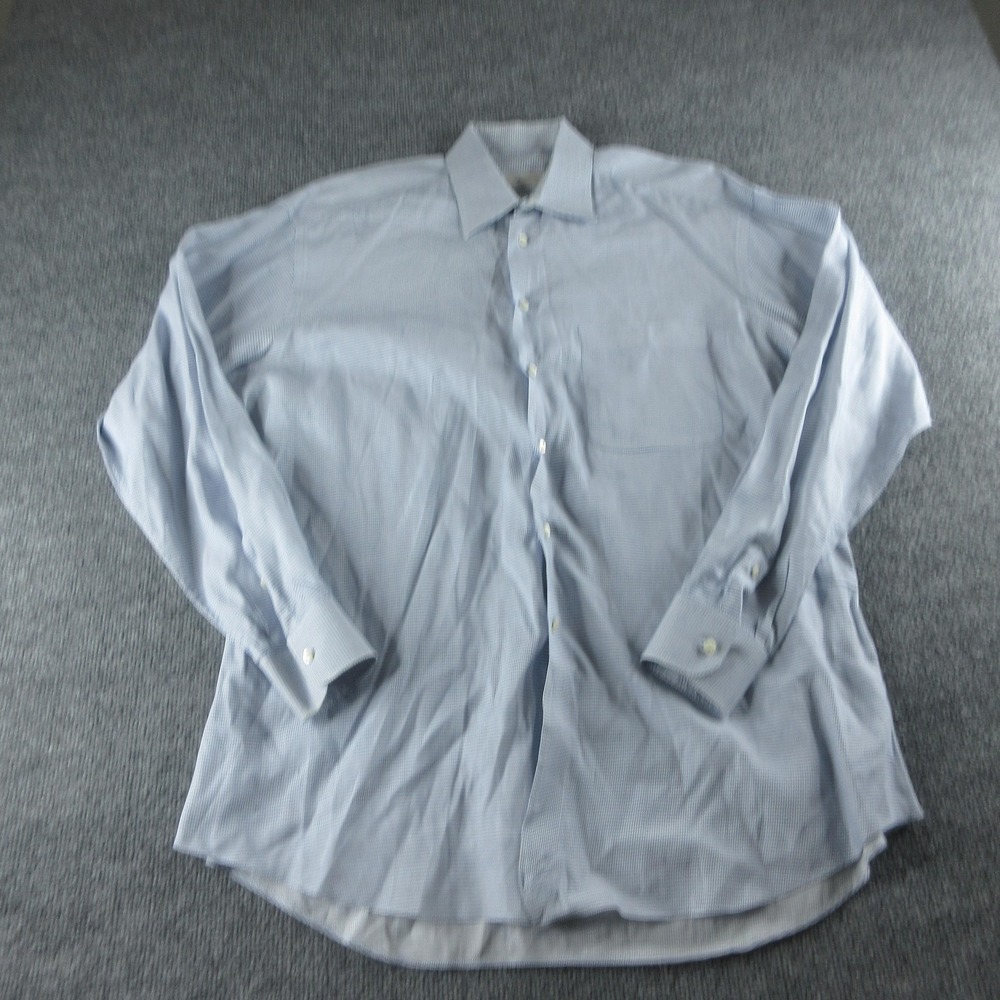 Ermenegildo Zegna Shirt Mens 16.5 Blue Check Long Sleeve‎ Button Up Dress
